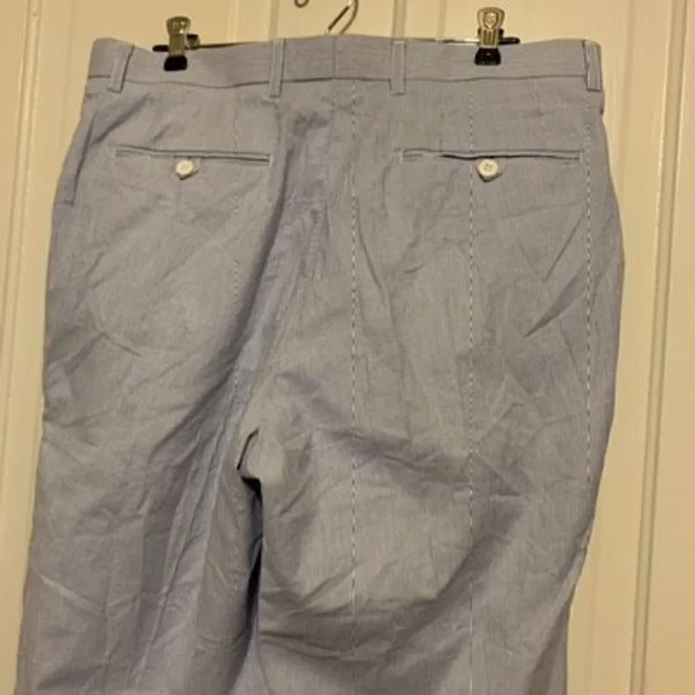 Alan Flusser Size 34x32 Blue & White Striped Pants *New*